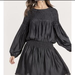 Miss‎ Me Black Long Sleeve Drop-Waist Smocked Blouson Dress Size Medium
